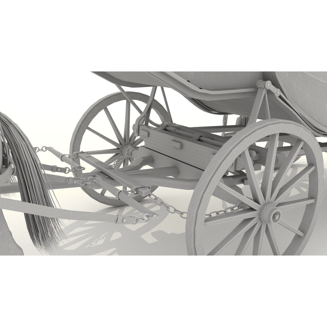 Horse Carriage 3D Model – Vintage Wagon with 4K Textures, FBX, OBJ - View 31