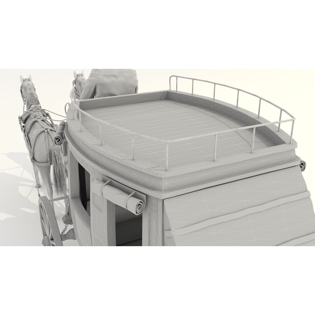 Horse Carriage 3D Model – Vintage Wagon with 4K Textures, FBX, OBJ - View 32
