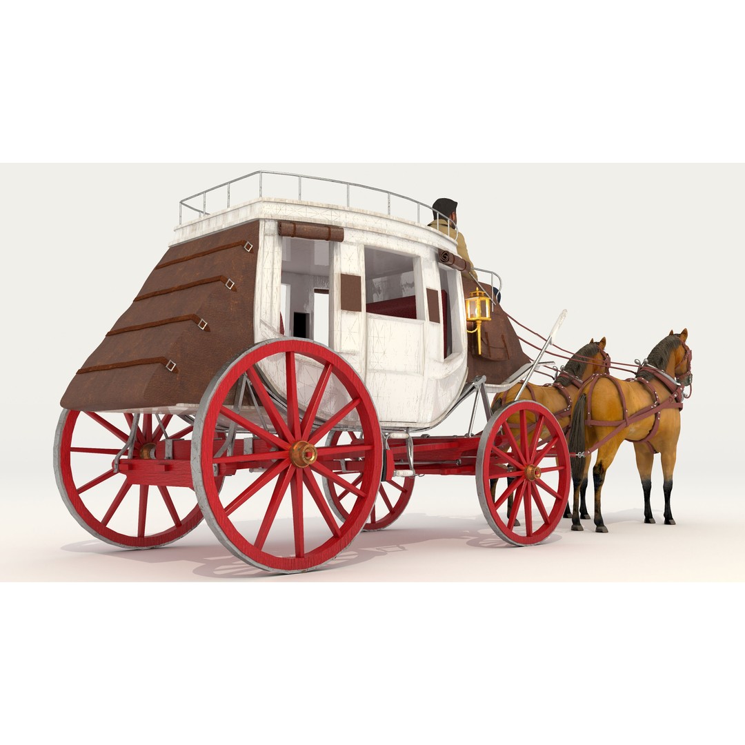Horse Carriage 3D Model – Vintage Wagon with 4K Textures, FBX, OBJ - View 5