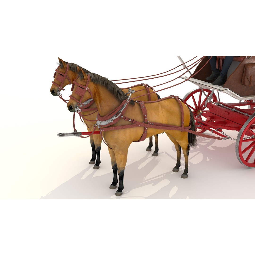 Horse Carriage 3D Model – Vintage Wagon with 4K Textures, FBX, OBJ - View 6