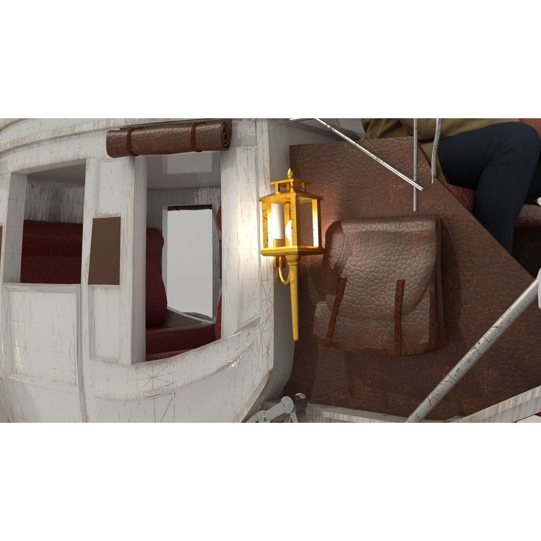 Horse Carriage 3D Model – Vintage Wagon with 4K Textures, FBX, OBJ - View 8