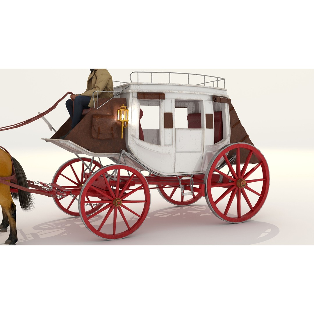 Horse Carriage 3D Model – Vintage Wagon with 4K Textures, FBX, OBJ - View 9