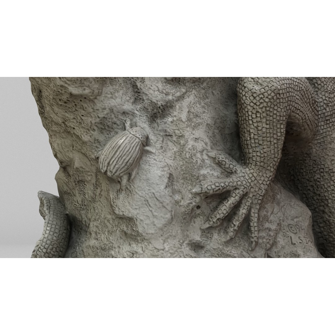 Lizard Statue 3D Model – High-Res Photogrammetry Sculpture, FBX & OBJ - View 5