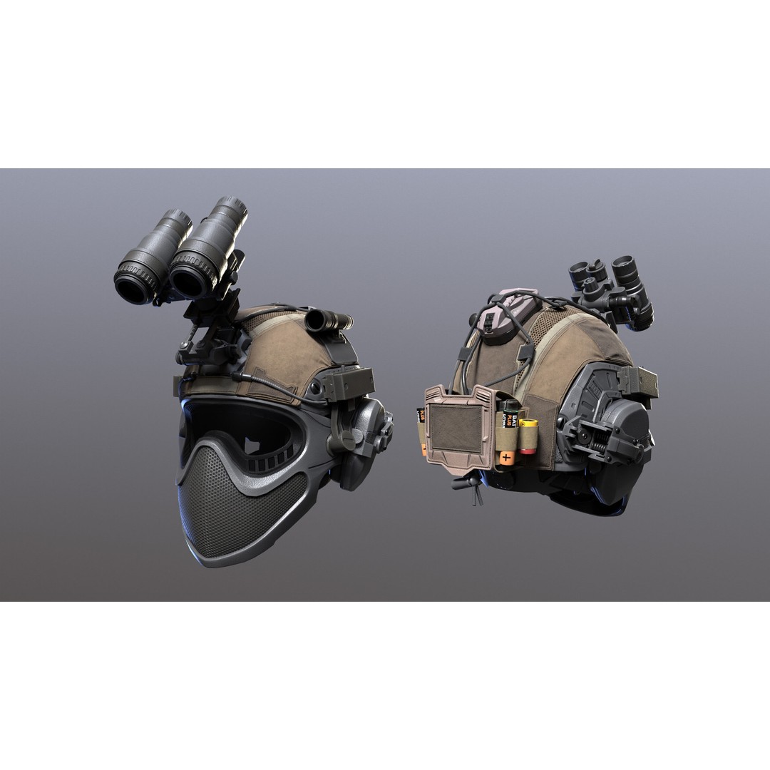 Tactical Helmet 3D Model – Low Poly Game-Ready PBR Asset, FBX & OBJ - View 17