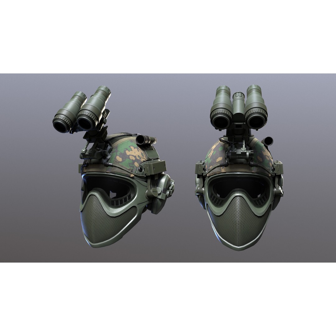 Tactical Helmet 3D Model – Low Poly Game-Ready PBR Asset, FBX & OBJ - View 3