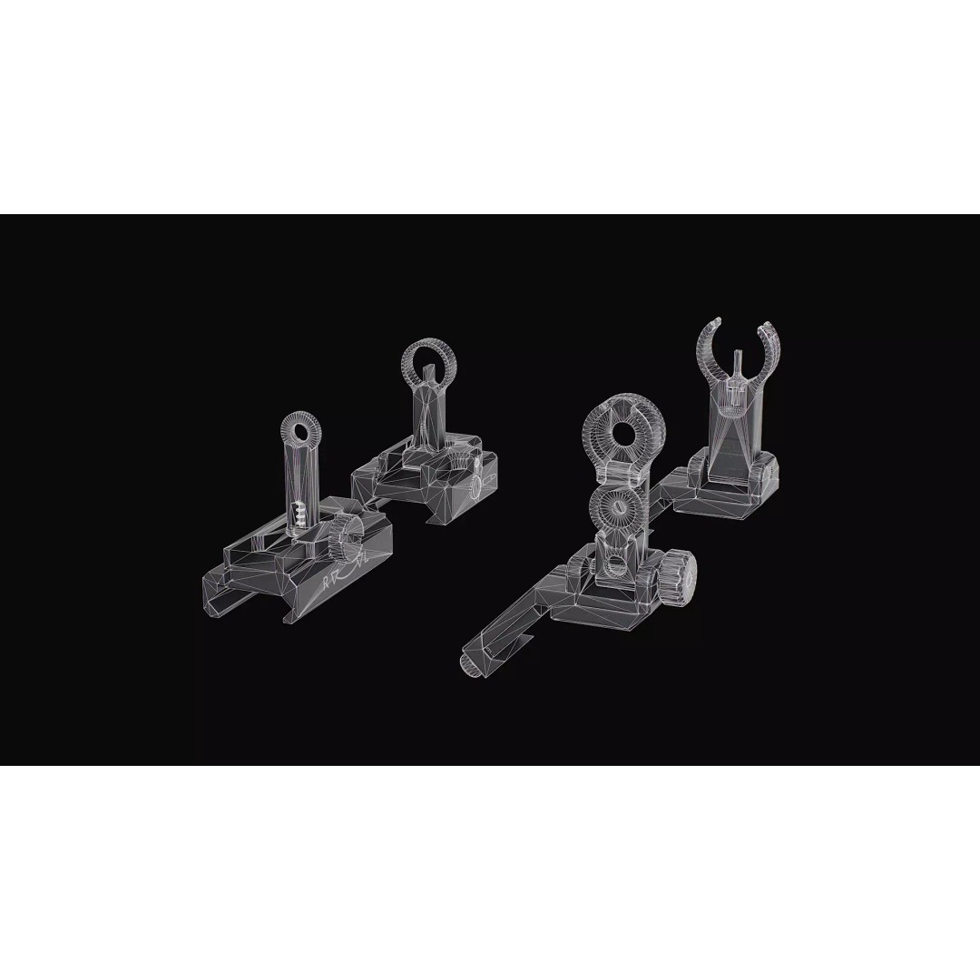 HK Iron Sights 3D Model – Low Poly Military Gun Asset, FBX, OBJ, Blender