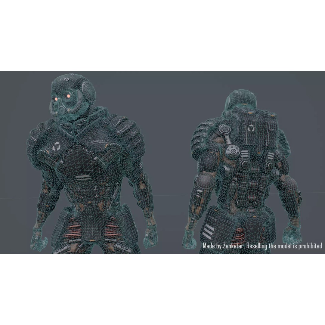 Juggernaut Robot 3D Model – Low Poly Game-Ready Character, FBX - View 14