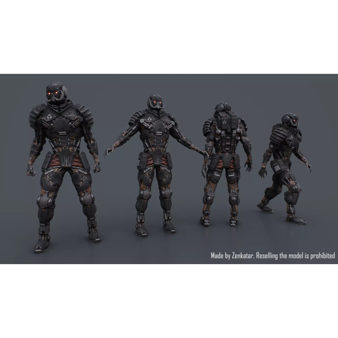 Juggernaut Robot 3D Model – Low Poly Game-Ready Character, FBX - View 3