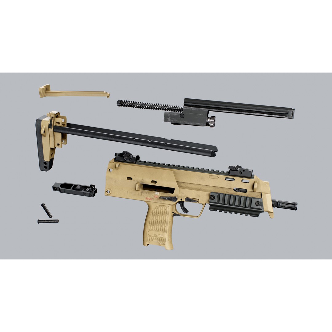 HK MP7 A2 3D Model – Low Poly Game Asset, FBX, PBR Textures - View 12