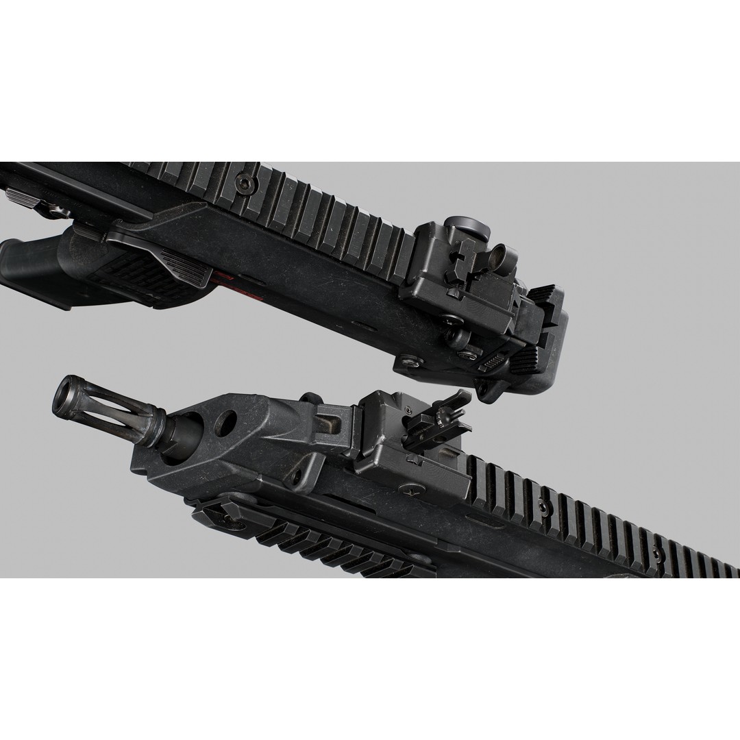 HK MP7 A2 3D Model – Low Poly Game Asset, FBX, PBR Textures - View 13