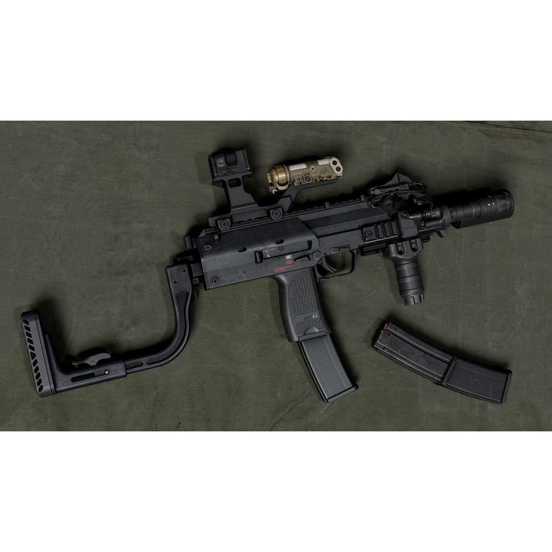 HK MP7 A2 3D Model – Low Poly Game Asset, FBX, PBR Textures - View 3