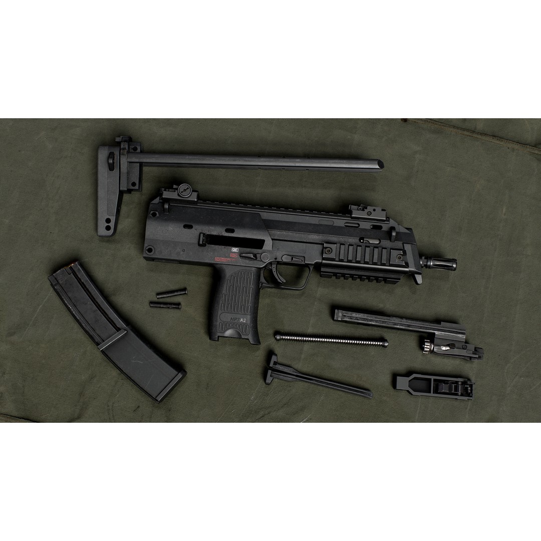 HK MP7 A2 3D Model – Low Poly Game Asset, FBX, PBR Textures - View 5