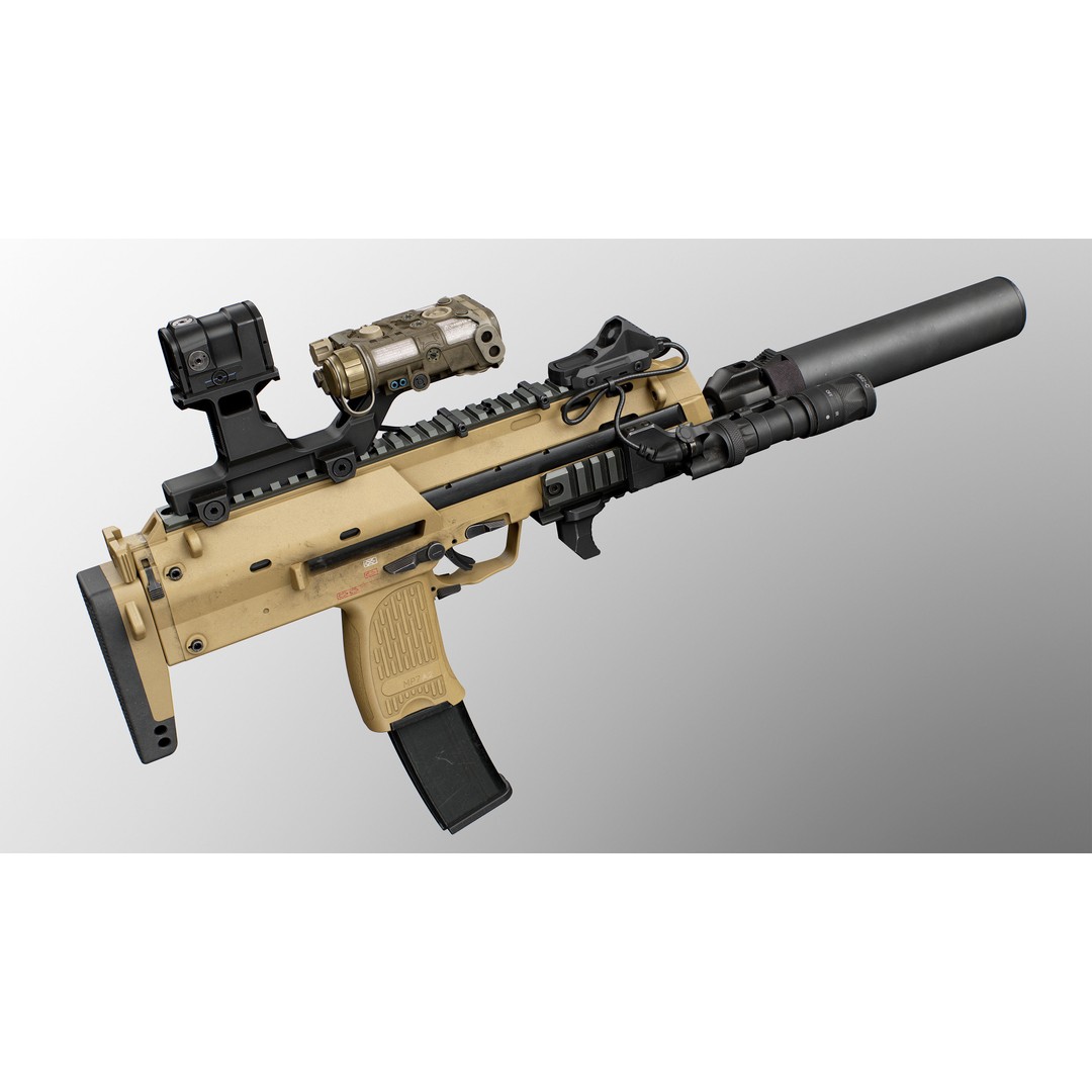 HK MP7 A2 3D Model – Low Poly Game Asset, FBX, PBR Textures - View 8