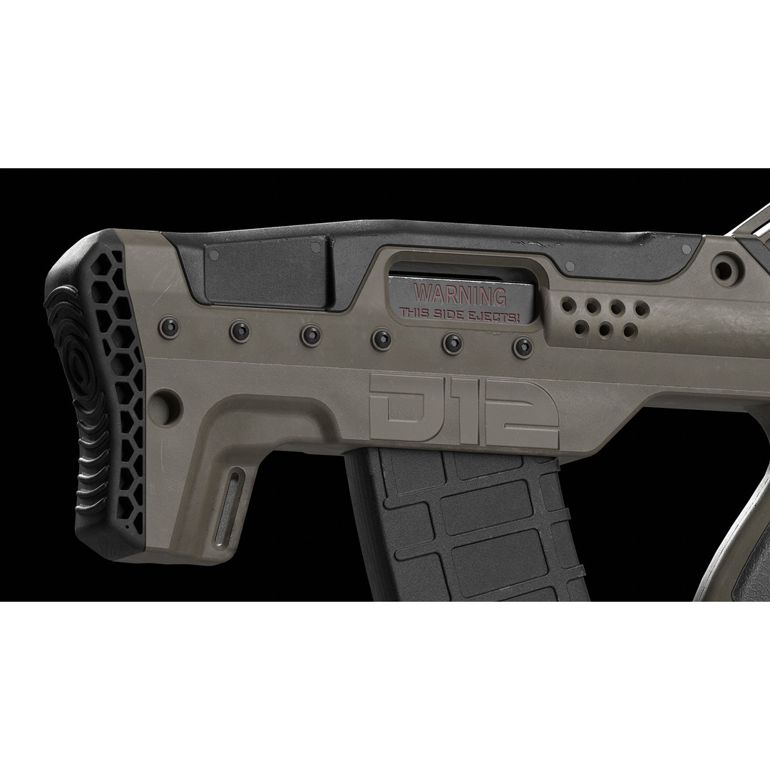 D12 Shotgun 3D Model – Low Poly Game-Ready Asset, FBX, OBJ, Blend - View 12