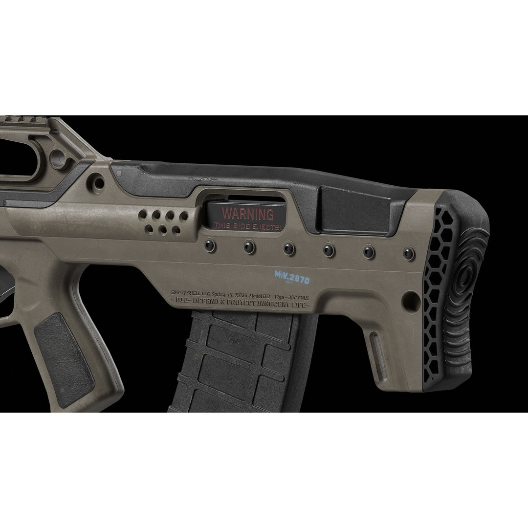 D12 Shotgun 3D Model – Low Poly Game-Ready Asset, FBX, OBJ, Blend - View 13