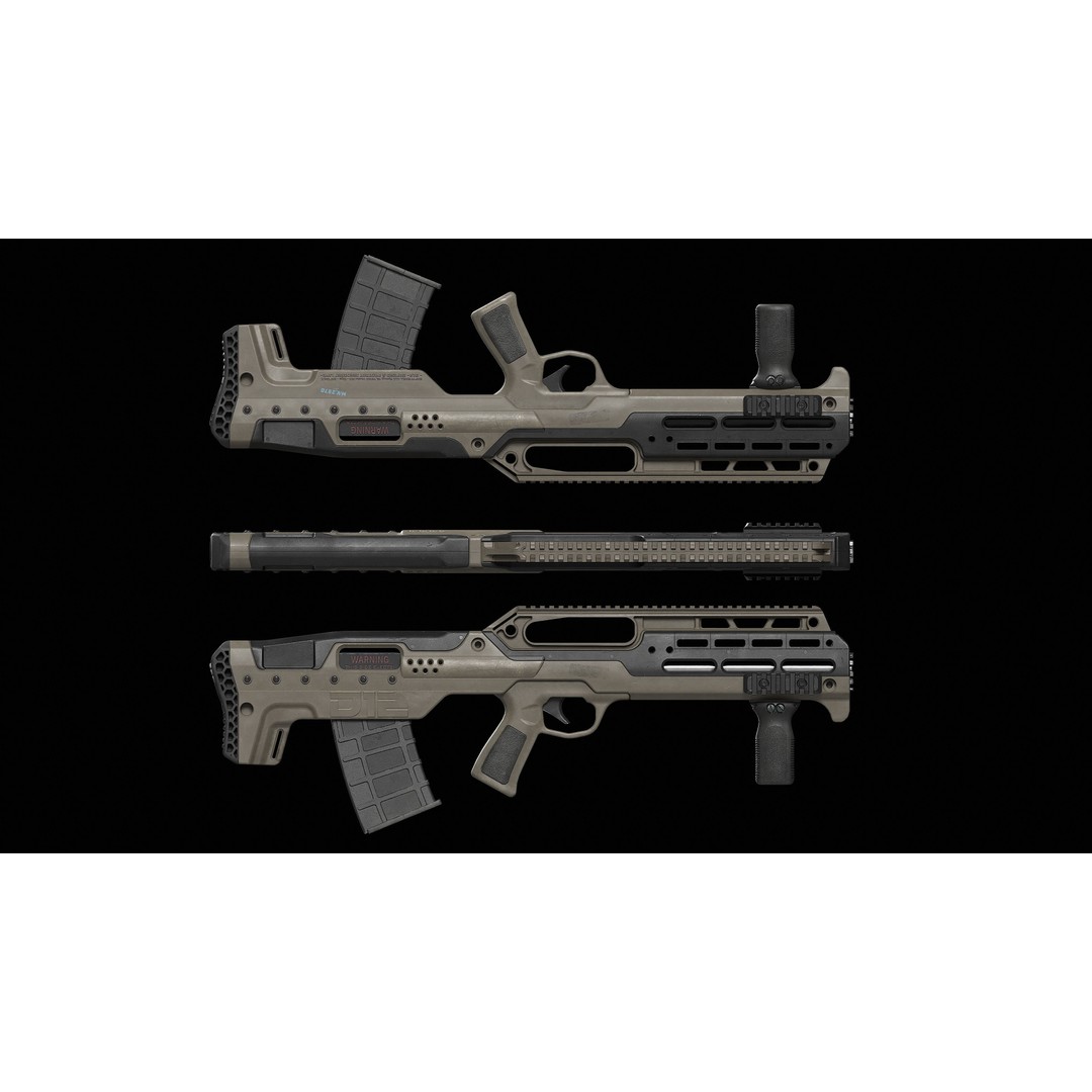 D12 Shotgun 3D Model – Low Poly Game-Ready Asset, FBX, OBJ, Blend - View 14