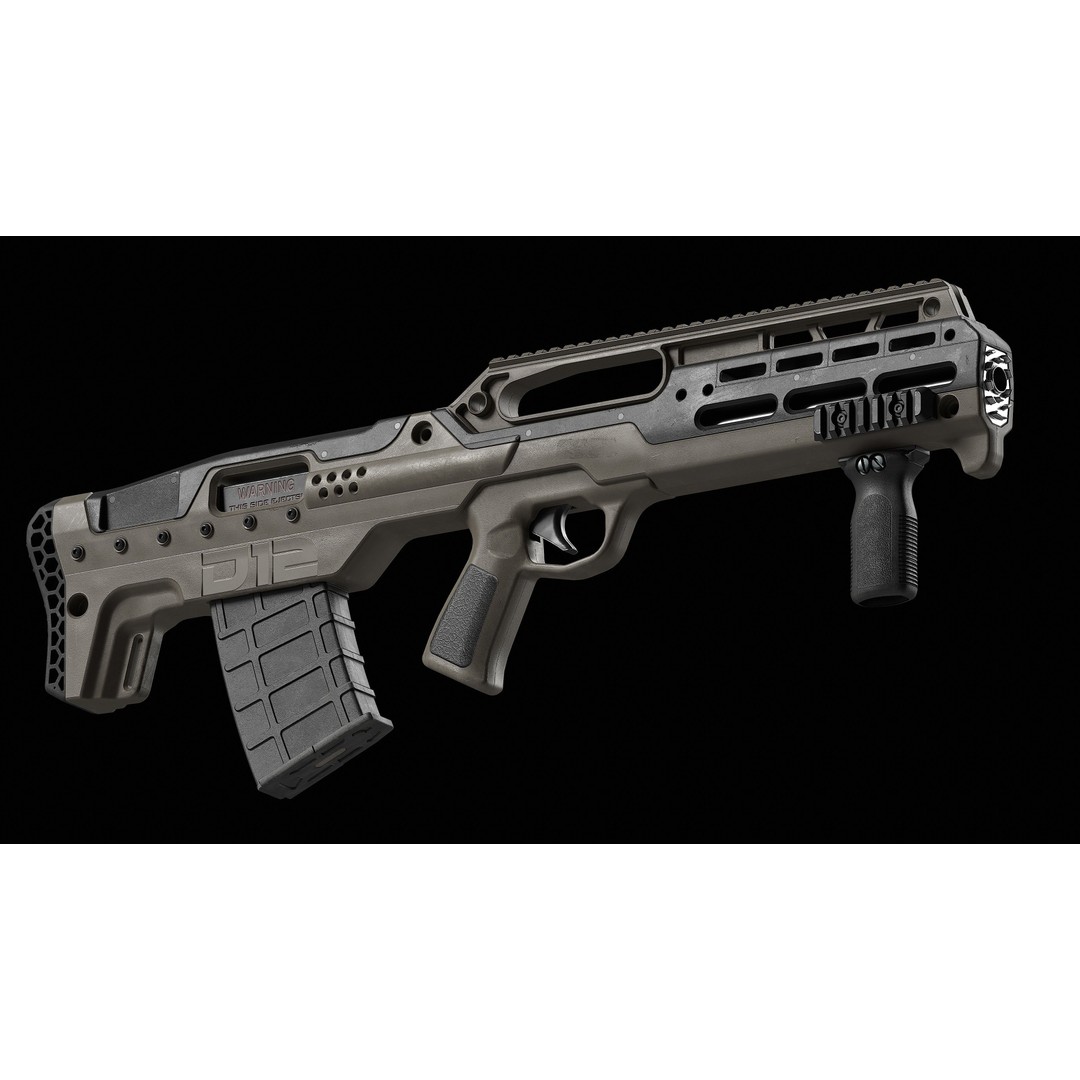 D12 Shotgun 3D Model – Low Poly Game-Ready Asset, FBX, OBJ, Blend - View 4
