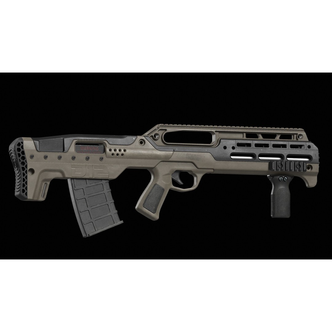 D12 Shotgun 3D Model – Low Poly Game-Ready Asset, FBX, OBJ, Blend - View 7