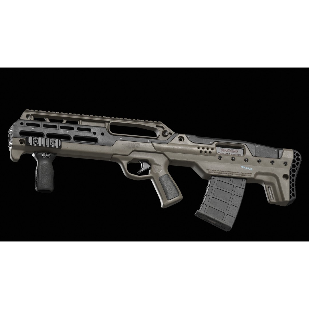 D12 Shotgun 3D Model – Low Poly Game-Ready Asset, FBX, OBJ, Blend - View 8