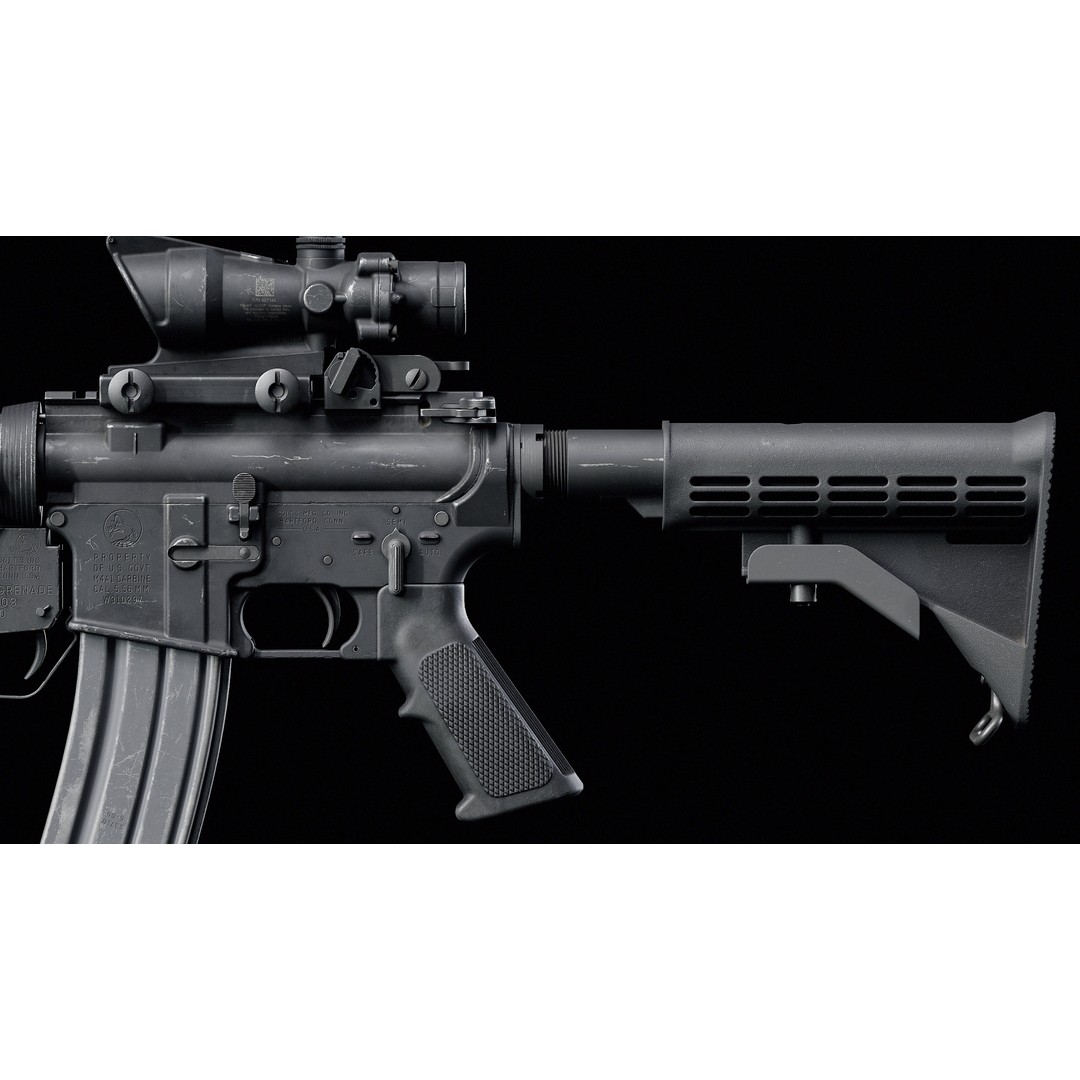M4 3D Model – Low Poly Game-Ready with M203 Grenade Launcher