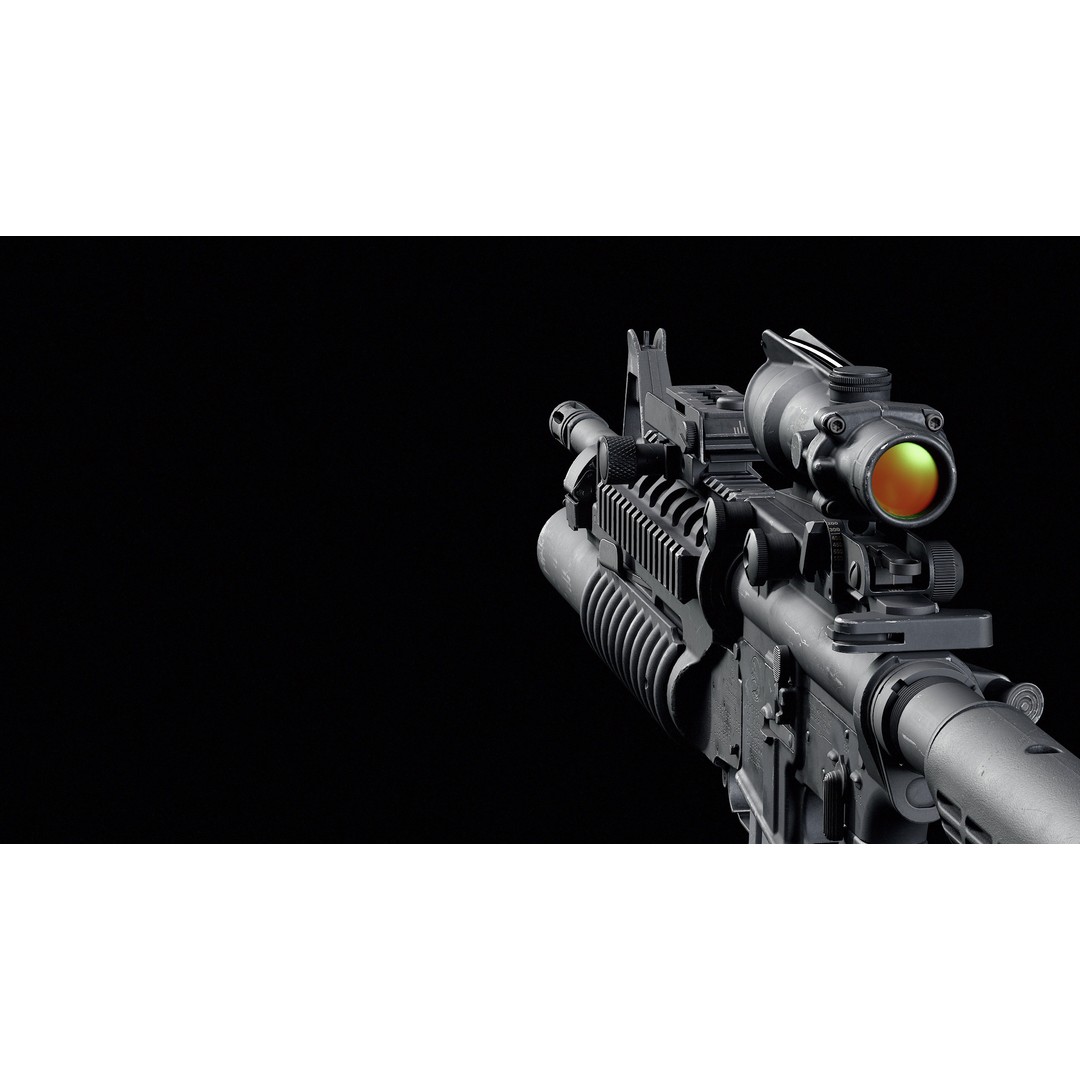 M4 3D Model – Low Poly Game-Ready with M203 Grenade Launcher - View 11