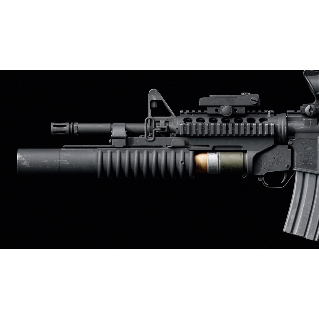 M4 3D Model – Low Poly Game-Ready with M203 Grenade Launcher - View 15