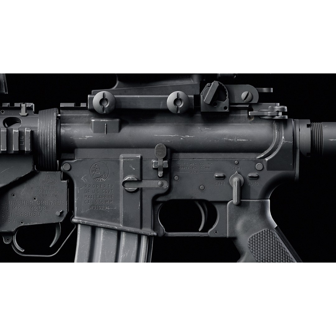 M4 3D Model – Low Poly Game-Ready with M203 Grenade Launcher - View 17