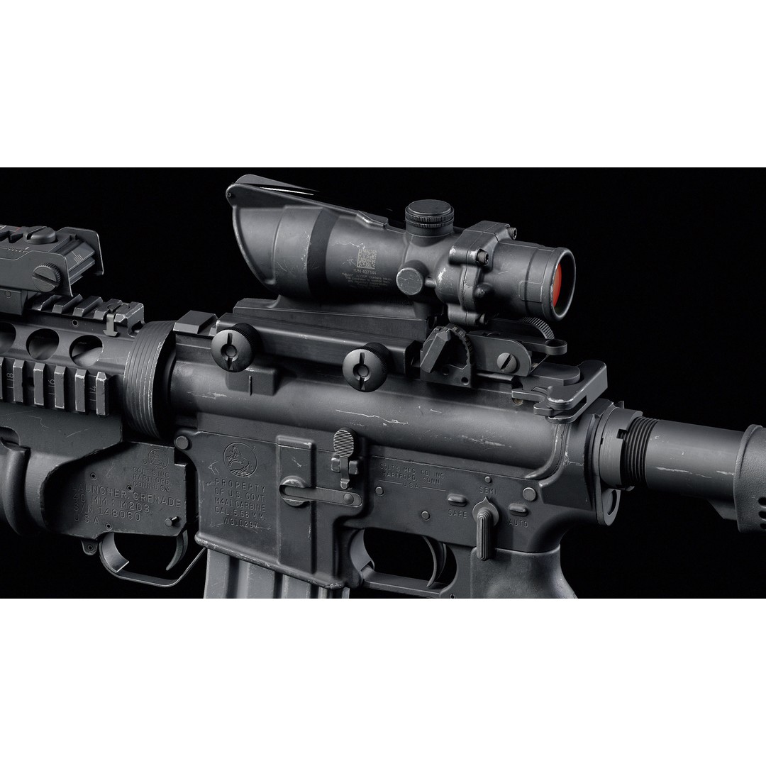 M4 3D Model – Low Poly Game-Ready with M203 Grenade Launcher - View 4