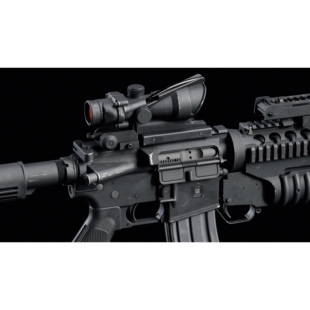 M4 3D Model – Low Poly Game-Ready with M203 Grenade Launcher - View 6