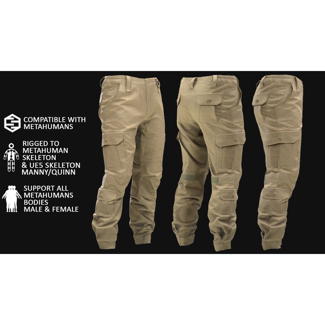 Pants 198 3D Model – Rigged Low-Poly Clothing for Metahumans, FBX & Blender - View 3