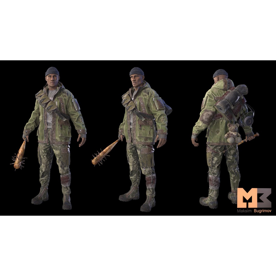 Adventure Character 3D Model – Low Poly Rigged Male with PBR Textures - View 4