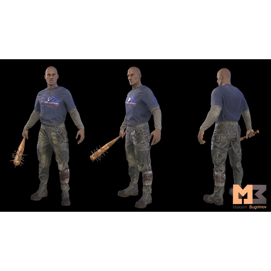 Adventure Character 3D Model – Low Poly Rigged Male with PBR Textures - View 5