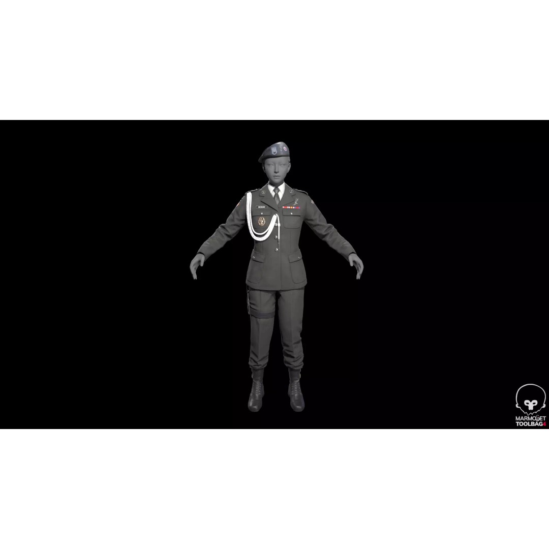 Military Officer 3D Model – Low Poly Game-Ready Character, FBX - View 13