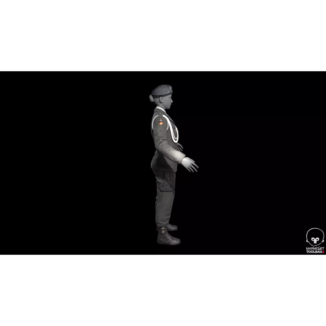 Military Officer 3D Model – Low Poly Game-Ready Character, FBX - View 14