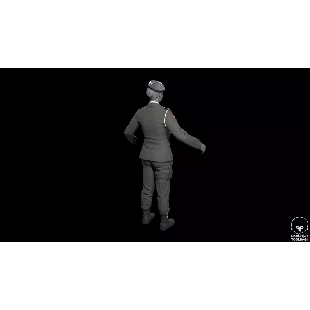 Military Officer 3D Model – Low Poly Game-Ready Character, FBX - View 15