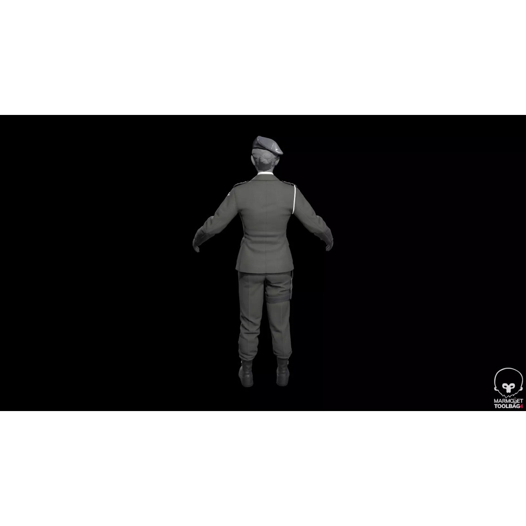 Military Officer 3D Model – Low Poly Game-Ready Character, FBX - View 16