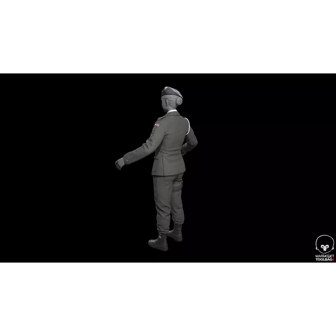 Military Officer 3D Model – Low Poly Game-Ready Character, FBX - View 17