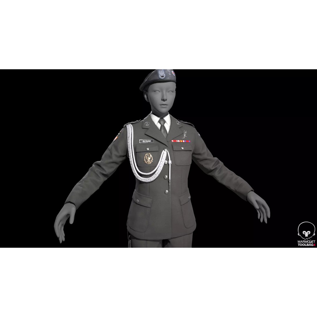 Military Officer 3D Model – Low Poly Game-Ready Character, FBX - View 19