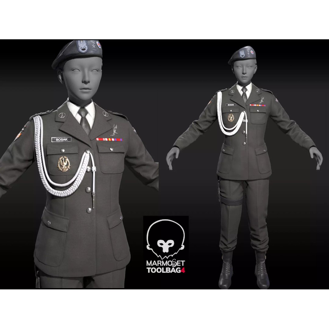 Military Officer 3D Model – Low Poly Game-Ready Character, FBX - View 2