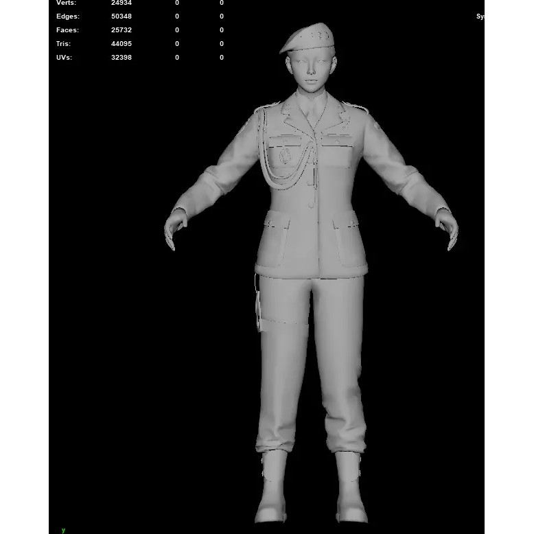Military Officer 3D Model – Low Poly Game-Ready Character, FBX - View 3
