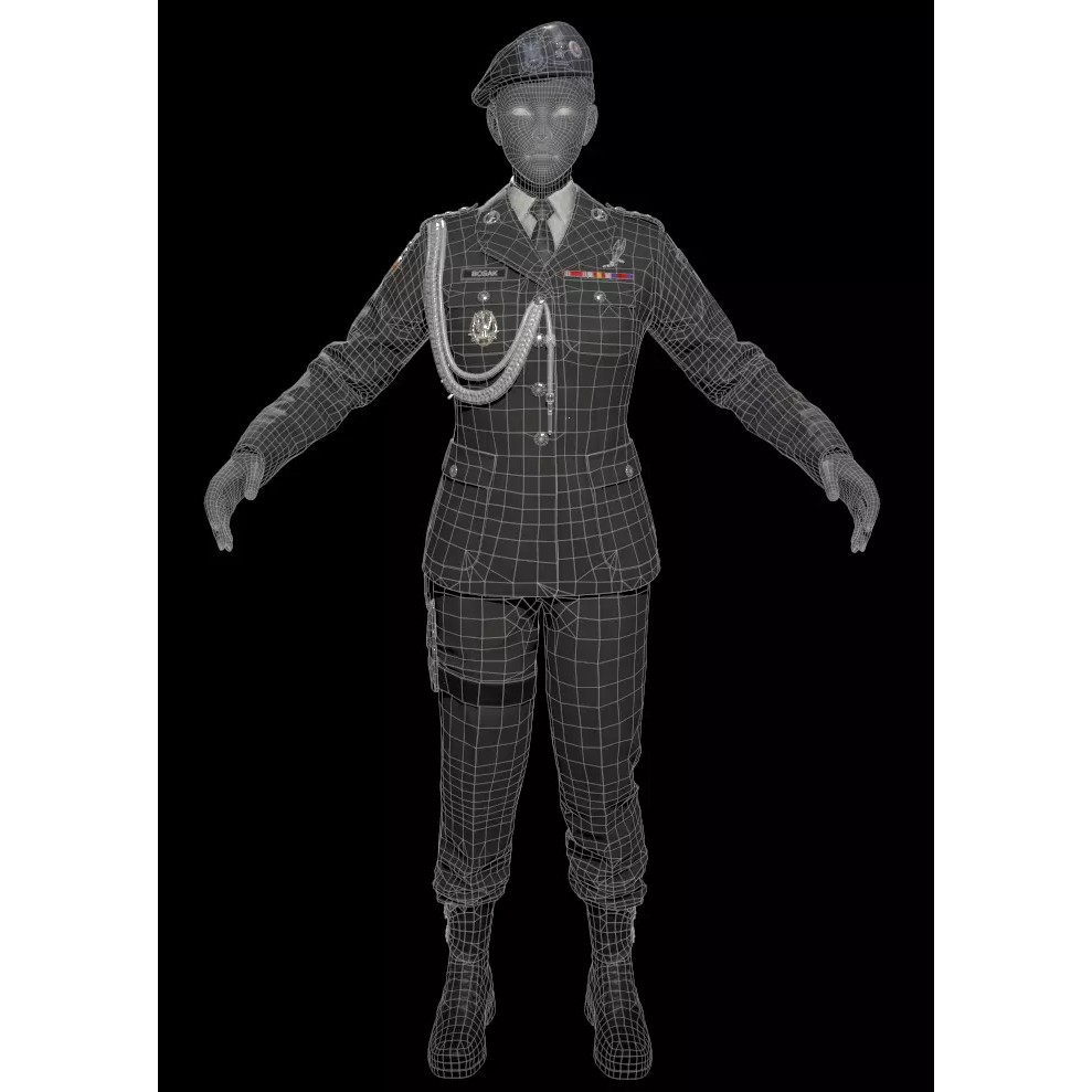 Military Officer 3D Model – Low Poly Game-Ready Character, FBX - View 4