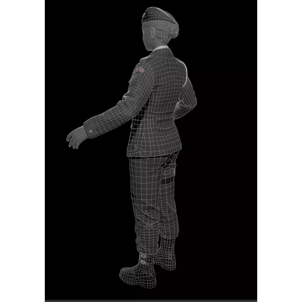 Military Officer 3D Model – Low Poly Game-Ready Character, FBX - View 5