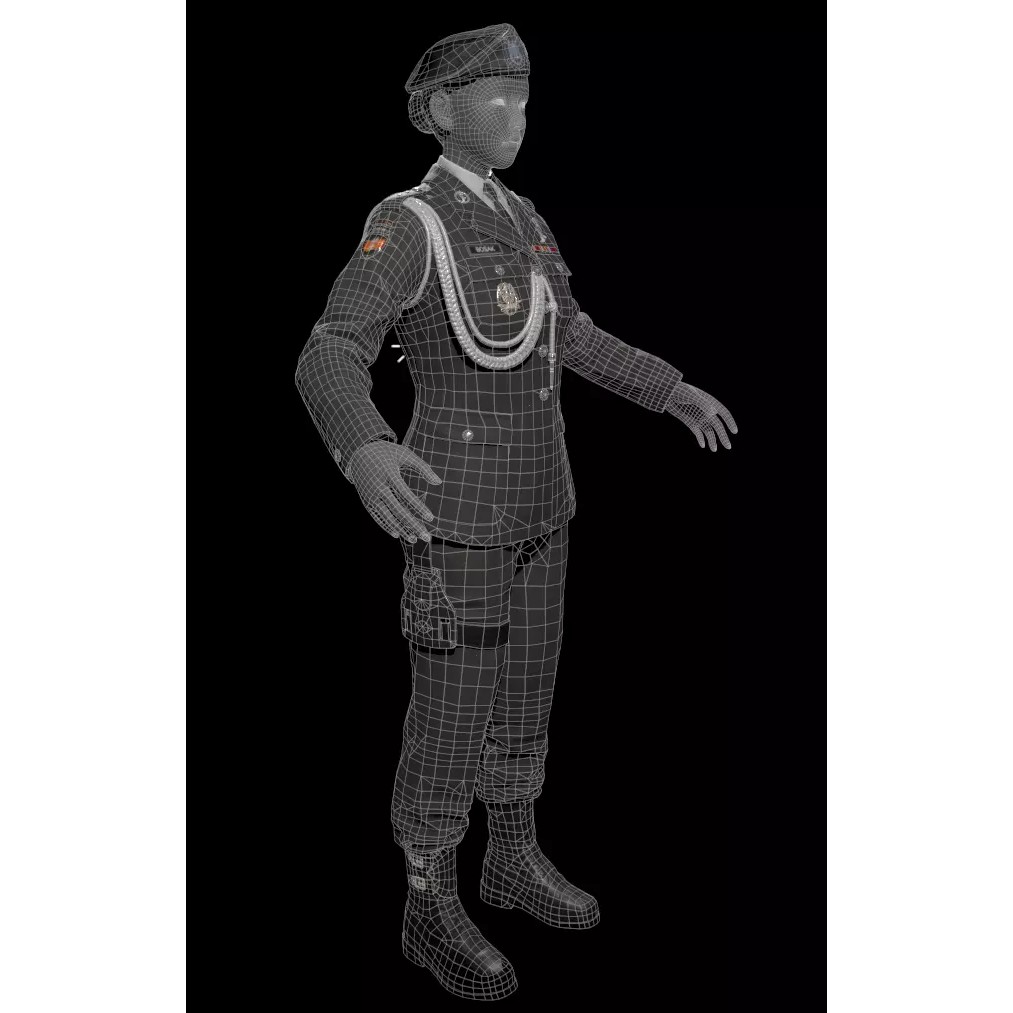Military Officer 3D Model – Low Poly Game-Ready Character, FBX - View 6