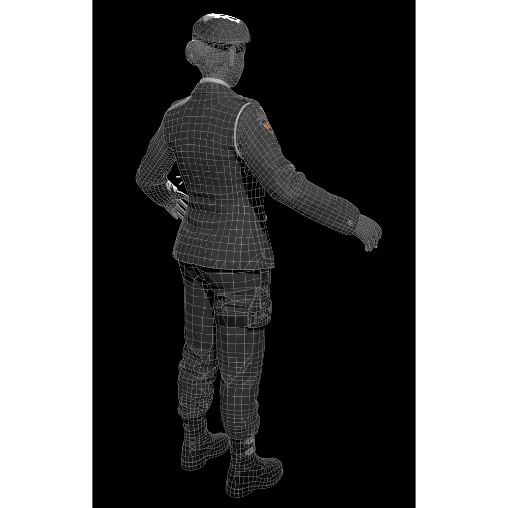 Military Officer 3D Model – Low Poly Game-Ready Character, FBX - View 7