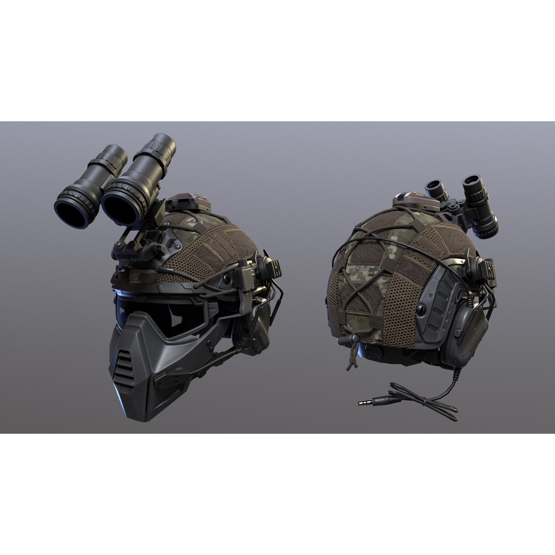 Tactical Helmet 3D Model – Low Poly Game-Ready Asset, FBX, OBJ - View 11
