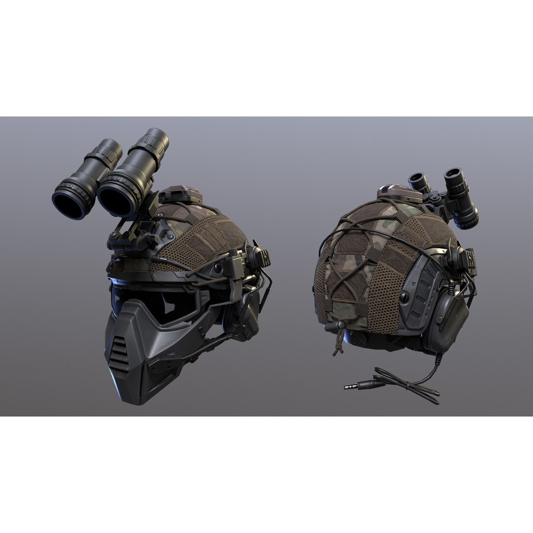 Tactical Helmet 3D Model – Low Poly Game-Ready Asset, FBX, OBJ - View 12