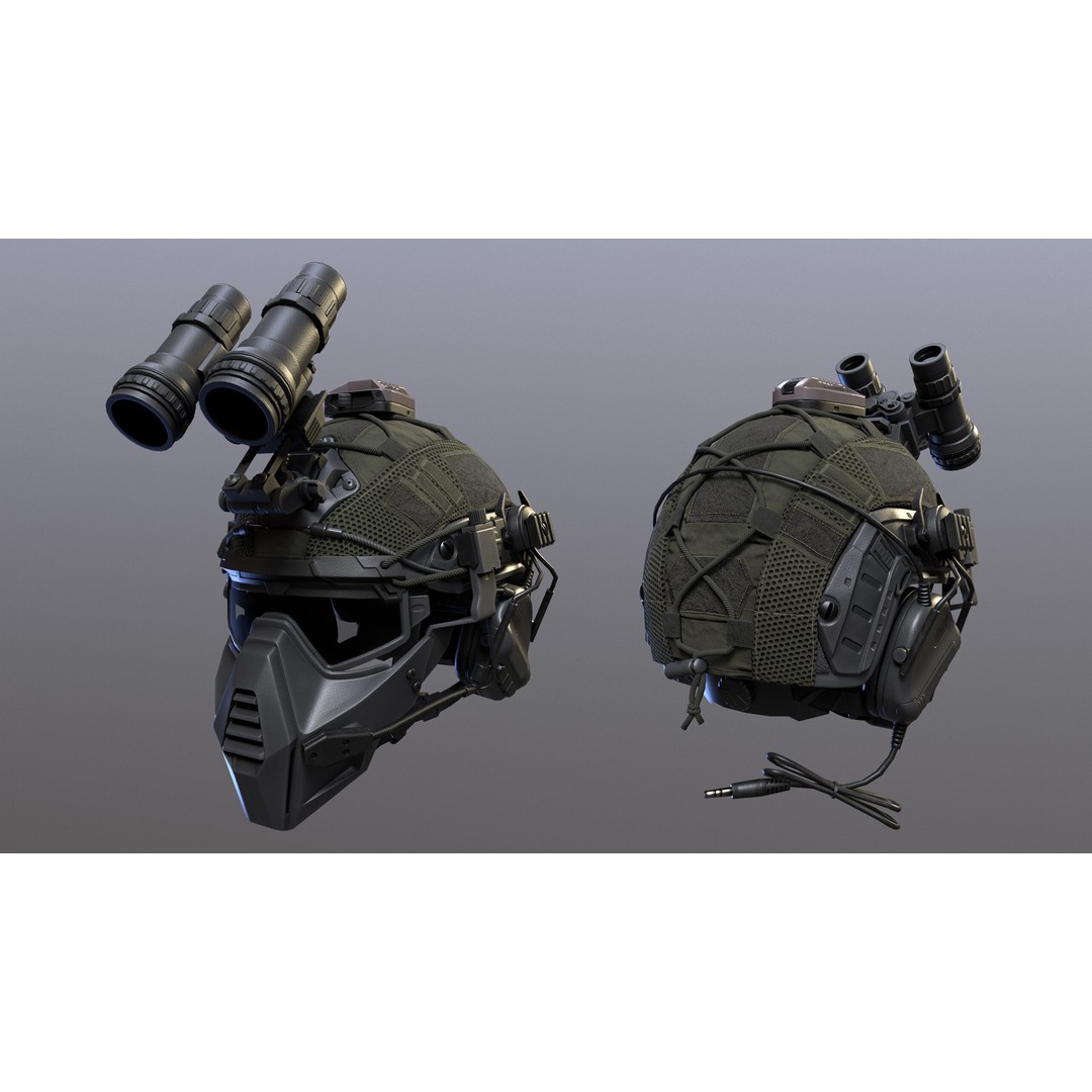 Tactical Helmet 3D Model – Low Poly Game-Ready Asset, FBX, OBJ - View 13