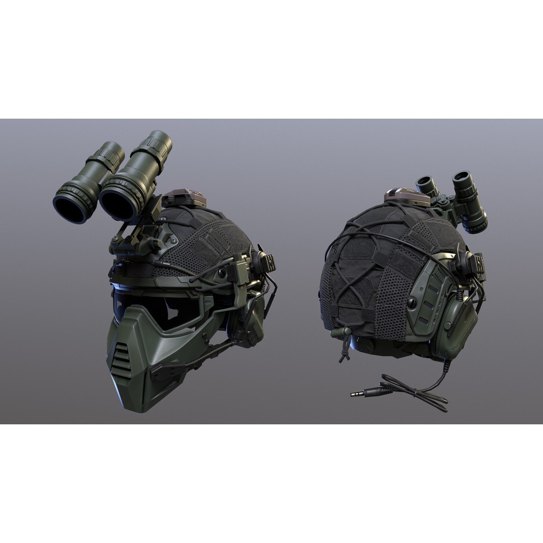 Tactical Helmet 3D Model – Low Poly Game-Ready Asset, FBX, OBJ - View 15