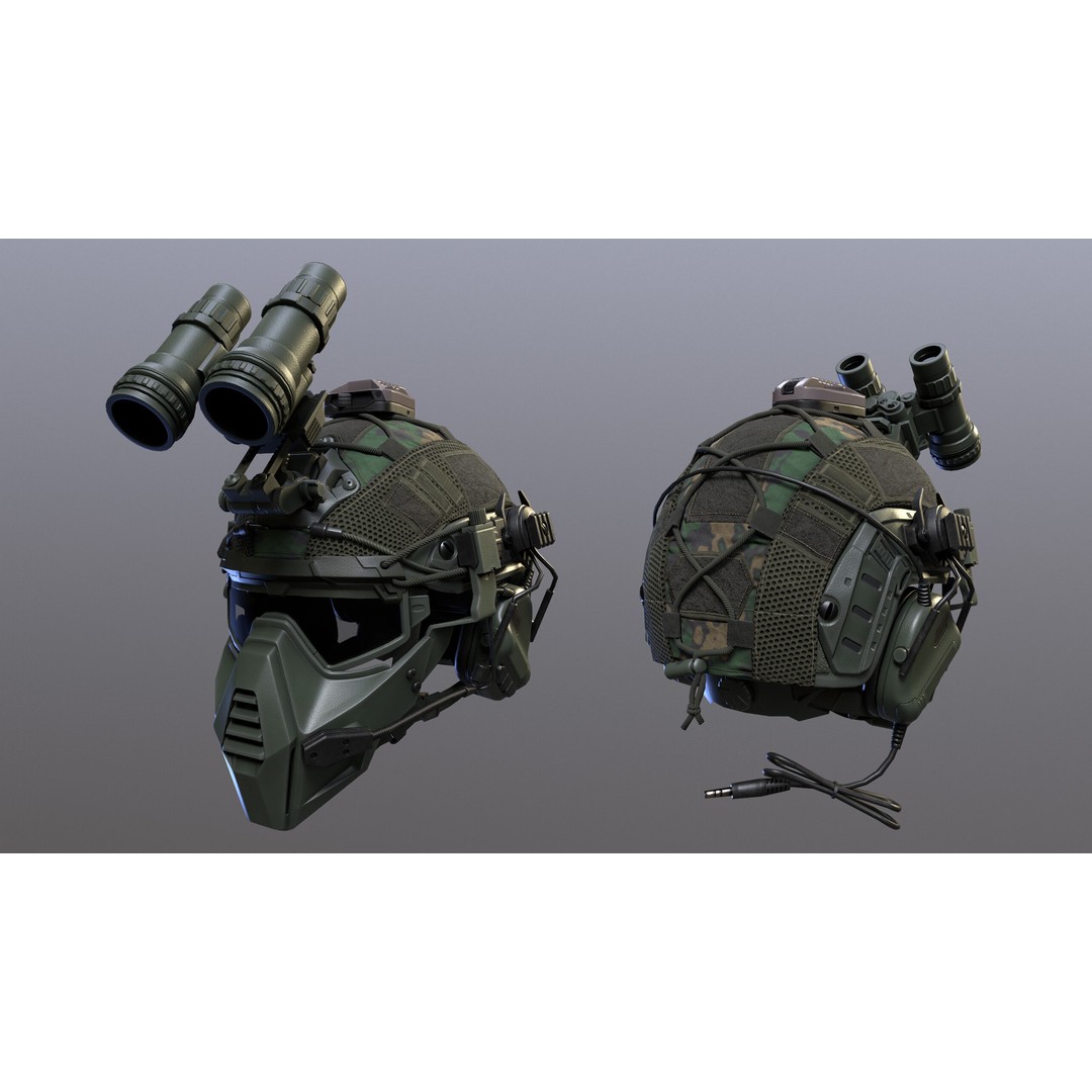 Tactical Helmet 3D Model – Low Poly Game-Ready Asset, FBX, OBJ - View 17