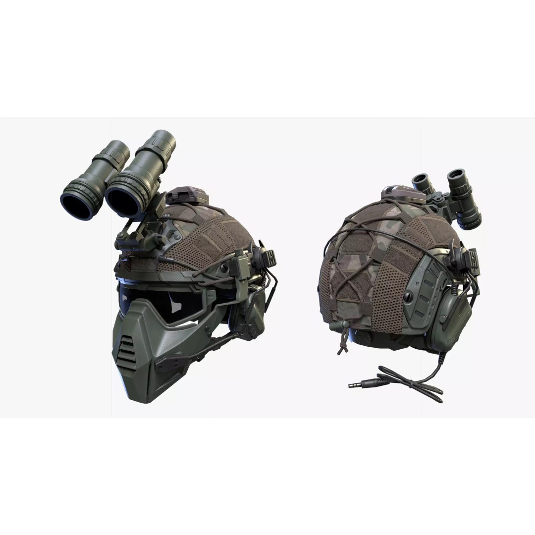 Tactical Helmet 3D Model – Low Poly Game-Ready Asset, FBX, OBJ - View 2